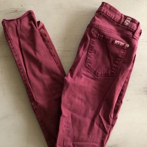 7 for all mankind skinny maroon pants